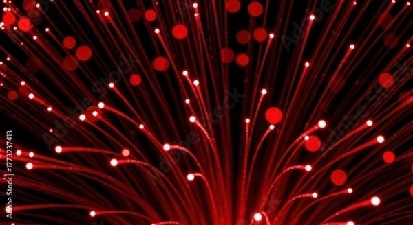Fototapeta Abstract Red Fiber Optics Data