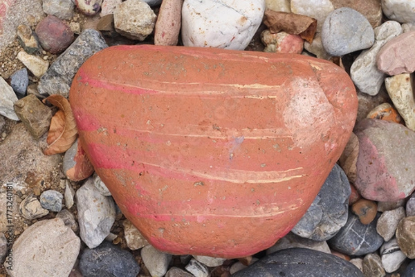 Fototapeta Colorful stone with paint on floor top view background