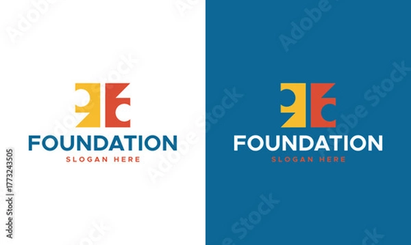 Obraz Modern Charity Foundation Logo Design, Abstract Geometric Symbol Representing Unity, Support, and Care.