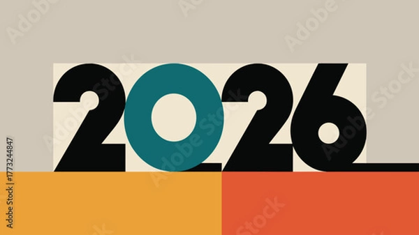 Obraz Bold graphic design with the year 2026 in large font