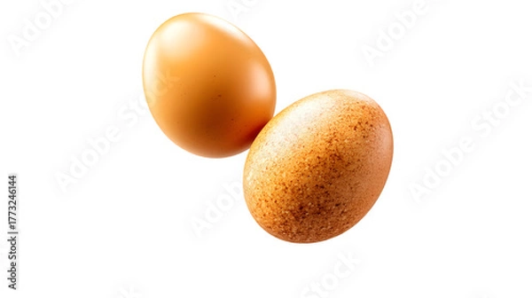 Fototapeta A single egg plum floats elegantly in bright composition, isolated on white