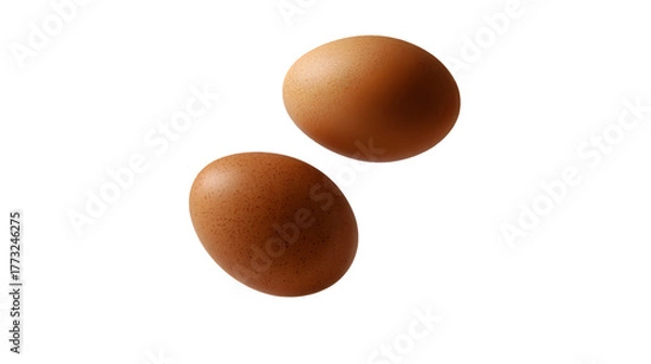 Fototapeta A single egg plum floats elegantly in bright composition, isolated on white