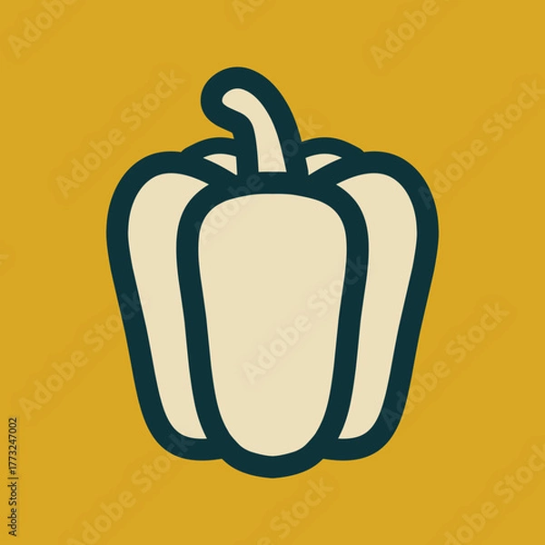 Fototapeta Minimalist Bold Outline Isolated Bell Pepper Illustration of Vegetable Icon