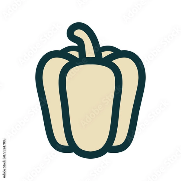 Fototapeta Modern Bold Outline Bell Pepper Icon with Simple and Clean Design