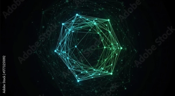 Obraz Abstract Glowing Geometric Network Sphere