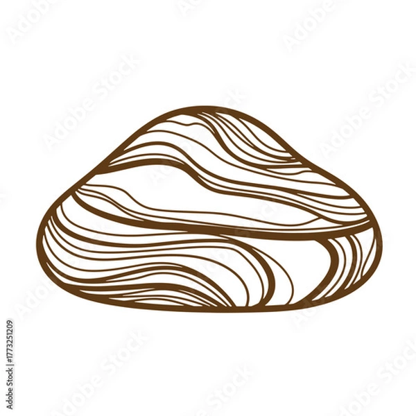 Fototapeta Simple brown decorative line art of a natural stone element with vintage art style