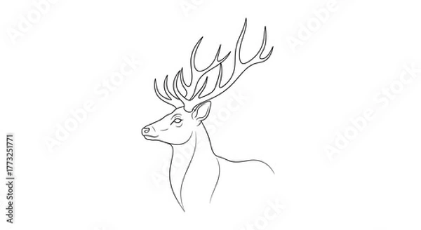 Fototapeta Elegant deer head illustration, side view