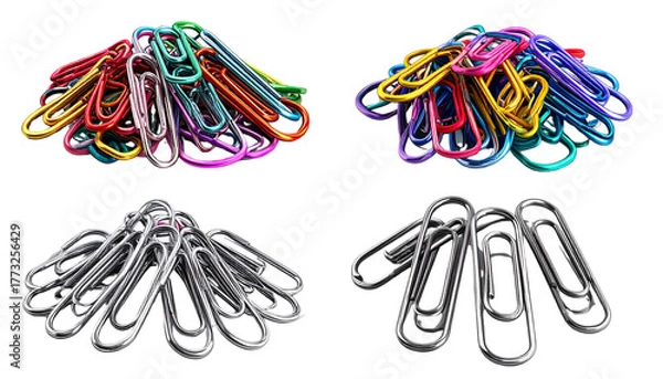 Fototapeta  1. Paperclip Bundle Set, isolated on transparent background