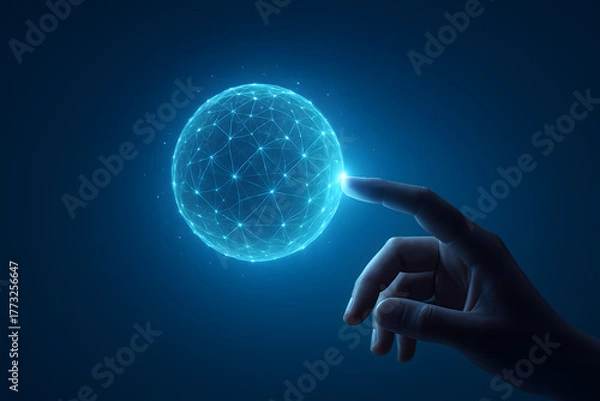 Obraz sci-fi hand holding globe