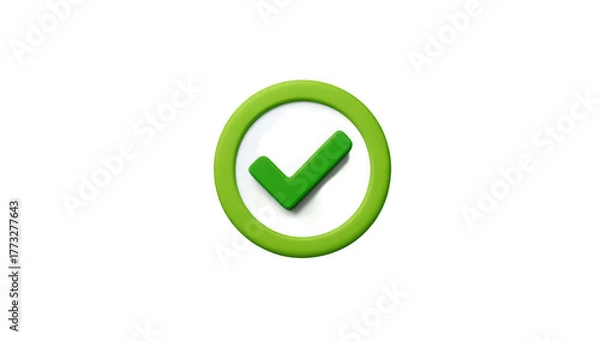 Fototapeta green check mark 3d illustration mark, tick, ok, check, green, yes, icon