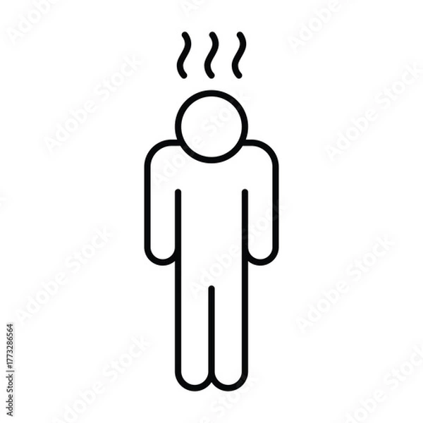 Fototapeta Depression icon. Simple outline style. Depression linear symbol design. Simple line illustration on white background.