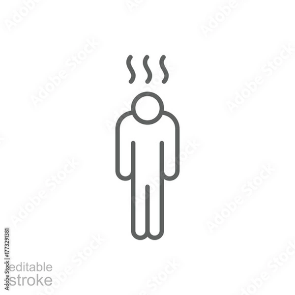 Fototapeta Depression icon. Simple outline style. Depression linear symbol design. Simple line illustration on white background. Editable stroke