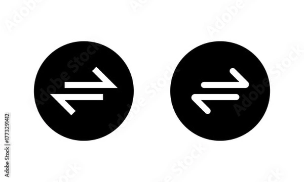 Fototapeta Swap arrow icon in black circle. Two opposite direction arrows symbol. Exchange sign