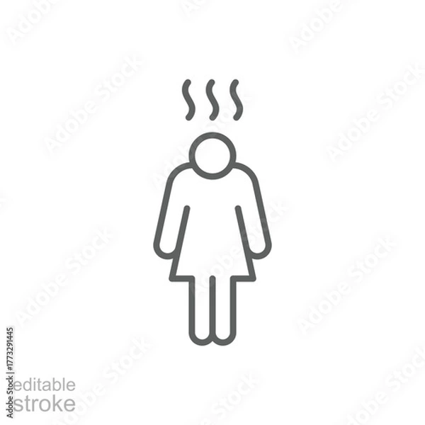 Fototapeta Depression icon. Simple outline style. Depression linear symbol design. Simple line illustration on white background. Editable stroke