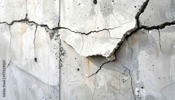Obraz Concrete wall crack macro, rough surface texture, building material closeup, industrial design detail, gray cement pattern, architecture surface realism, construction texture photo.