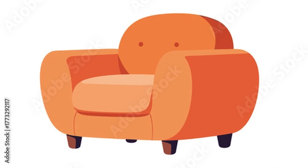 Fototapeta A charming and simple cartoon illustration of a cozy orange armchair, perfect for adding a touch of warmth and comfort to any digital design or interior decor concept.