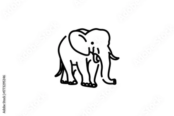 Obraz Outline Elephants Walking, African Wildlife Icon. A simple line art illustrations elephants walking forward. look for front side. Perfect for children s books, educational materials