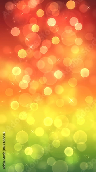 Obraz 赤と緑のグラデーションのきらきら背景　玉ボケ　光　秋色