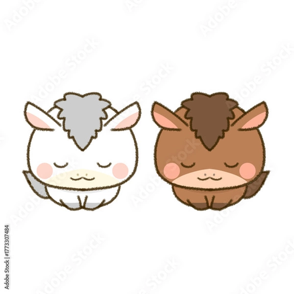 Obraz 午年の年賀状素材　お辞儀をする二匹の馬