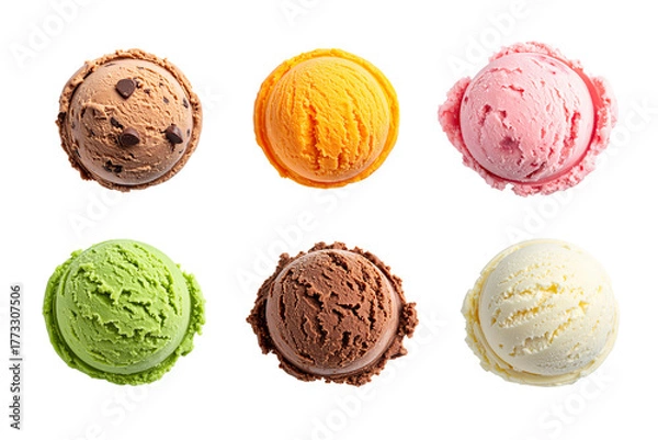 Fototapeta ice cream dessert isolated on a transparent white background. Top view