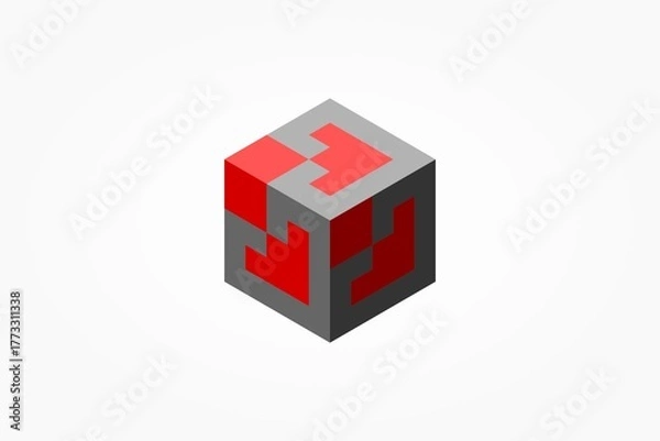 Fototapeta 3d red cube 
