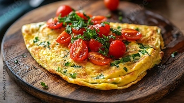 Fototapeta Teller dadar slayer or vegetable omelets egg