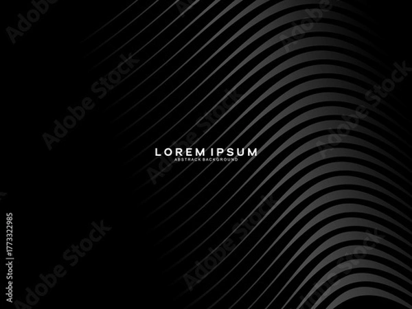 Fototapeta Abstract futuristic dark black background with wave design. Realistic 3d wallpaper with luxurious flowing lines. Perfect background for posters, websites, brochures, banners, applications, etc.	