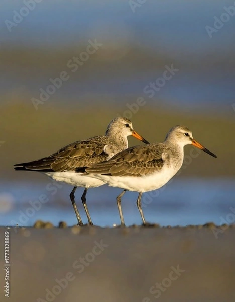Obraz Two shorebirds on a beach