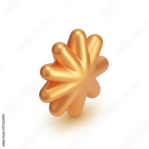 Fototapeta Abstract golden flower isolated on white background, a symbol of beauty, luxury, and elegance, with a touch of warmth and radiance