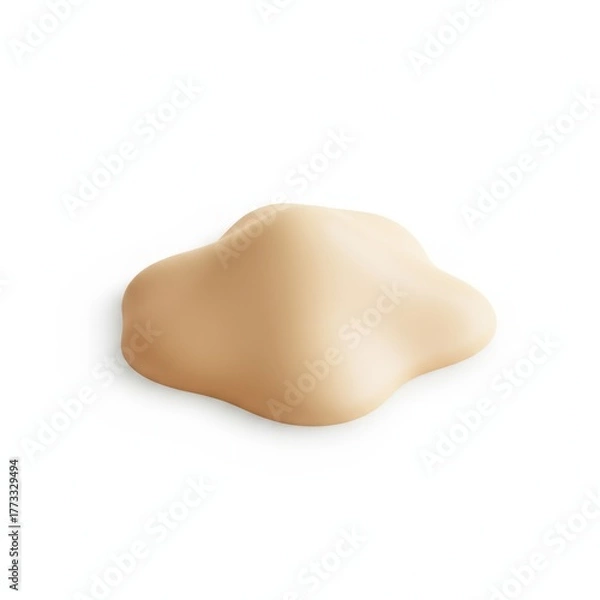 Fototapeta Blob of beige cream isolated on white background, a smooth, soft, and neutraltoned cosmetic or food item for beauty or culinary use