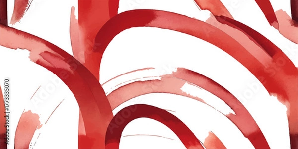 Fototapeta Red and white abstract vector illustration featuring a 3D business concept with an arrow symbol, ribbon design, and sale color shape icon