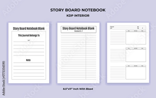 Obraz Storyboard Sketchbook Template, KDP Interior for Filmmakers, Artists, and Content Creators