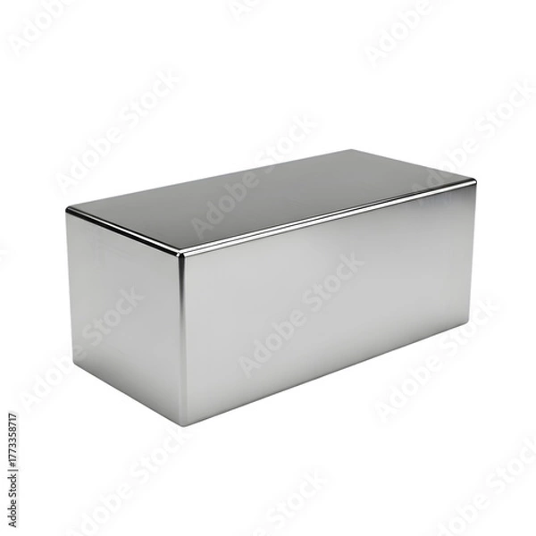 Obraz Polished rectangular metal block with reflective surface and sharp edges isolated on black