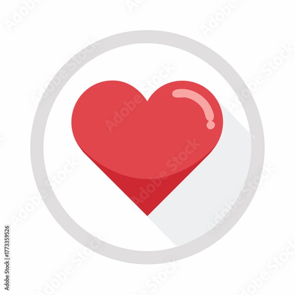 Obraz Red Heart Icon with Glossy Highlight Inside a White Circle.