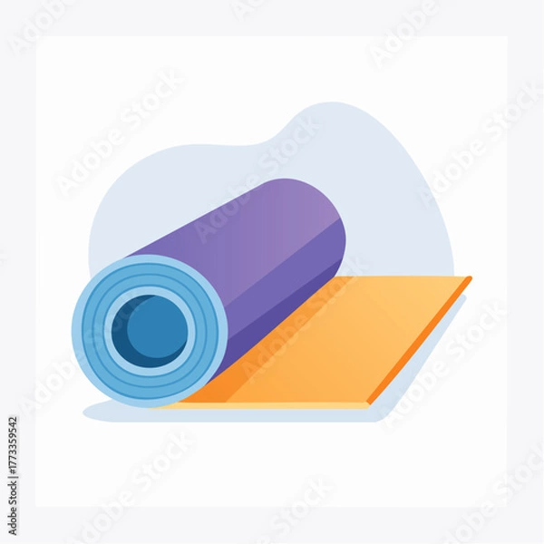 Obraz Rolled Yoga Mat Illustration Blue Purple and White Design.