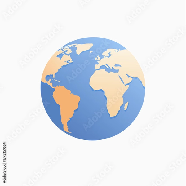Obraz Stylized Globe Featuring South America in Orange and Blue Outlines.