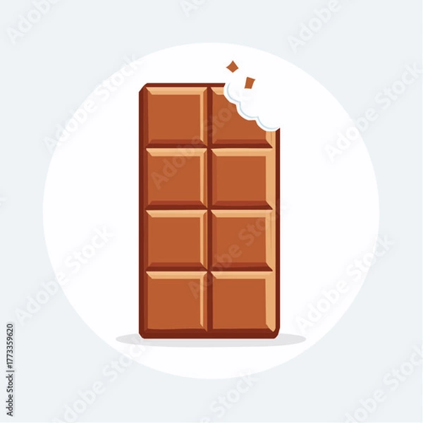 Obraz Vector Illustration of a Chocolate Bar with a Bite Taken Out.