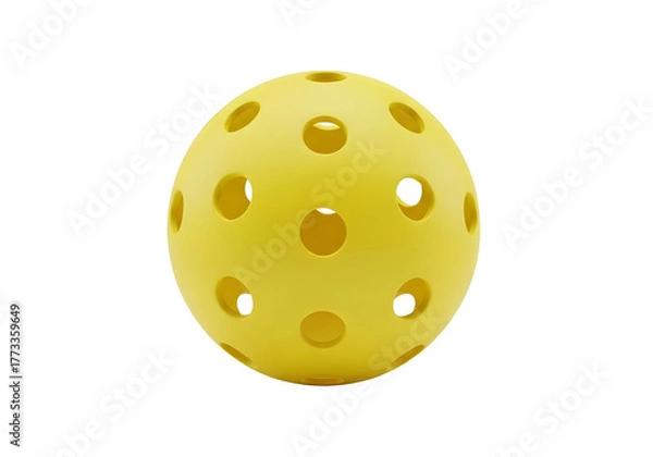 Fototapeta Yellow pickleball with holes isolated on transparent background
