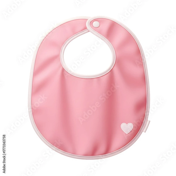 Obraz Soft pink baby bib with white trim and snap closure for mess-free mealtime fun