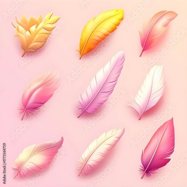 Fototapeta Creative colorful feathers digital art vibrant background abstract close-up nature inspiration