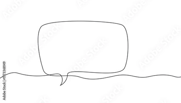 Fototapeta Single line oval bubble chat. continuous one line of speech bubble. minimalist square single line doodle. vector illustration