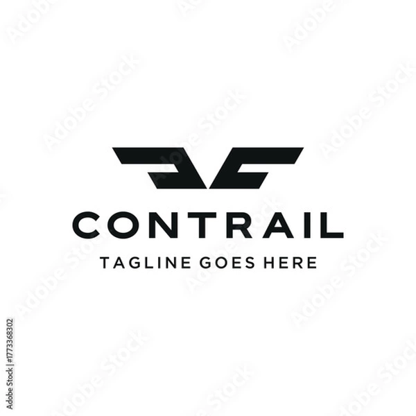 Fototapeta Modern Initial Letter C with minimalist stylized wings flight symbol pattern for Aviation travel or technology branding logo design