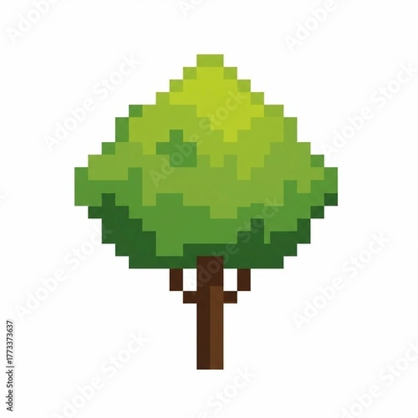 Obraz Vibrant green pixel art tree graphic