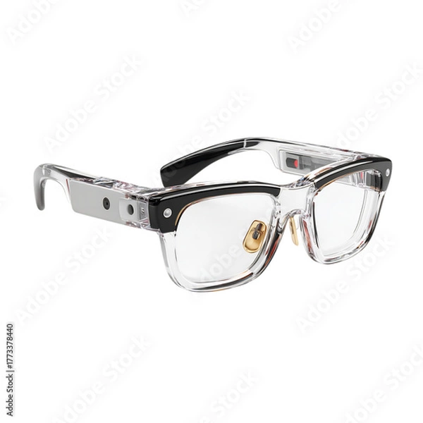 Fototapeta Modern smart glasses with transparent frames and integrated technology for futuristic vision
