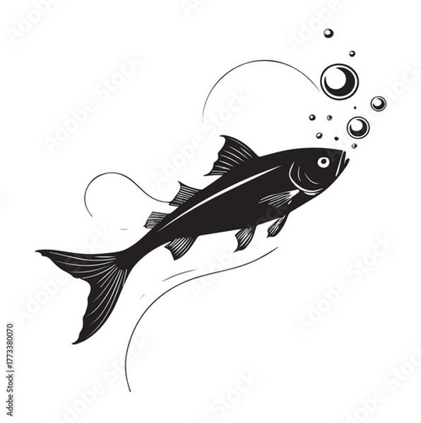 Fototapeta a black fish vector silhouettes isolated on white background 