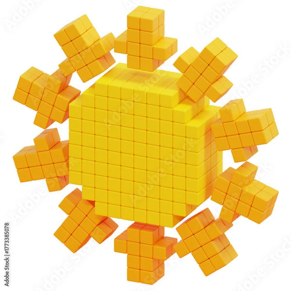 Obraz 3D Pixel Drop Ray Sun Icon