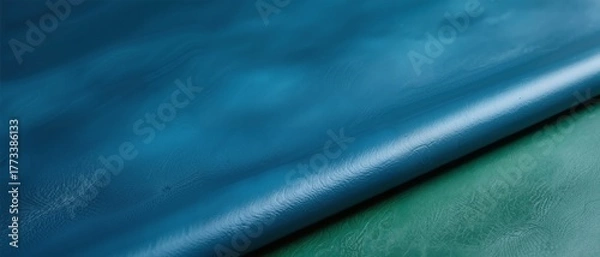 Obraz Close-up of folded blue and green leather material with smooth texture