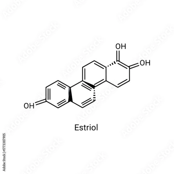Fototapeta Estriol chemical structure diagram, a human steroid hormone, an important estrogen with three hydroxyl groups