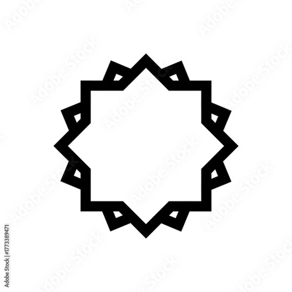 Fototapeta Vector Seal Icon – Islamic Star Badge, Decorative Label, Award, Certificate, Ornament, Emblem, and Pattern Symbol