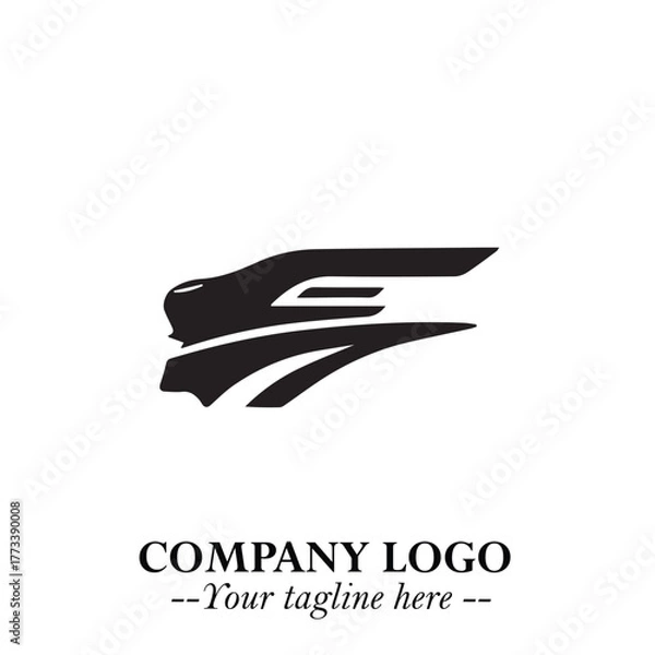 Fototapeta Car Running Fast Logo Symbol in Black on the White Background with Dynamic Speed Design